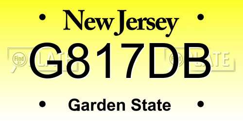 G817DB New Jersey License Plate