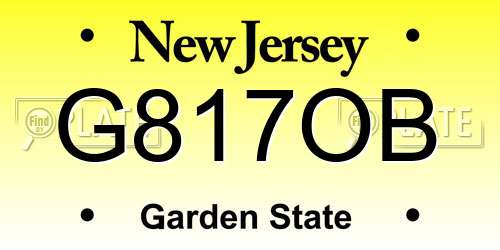 G817OB New Jersey License Plate