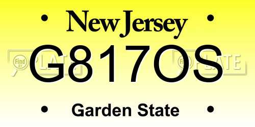 G817OS New Jersey License Plate