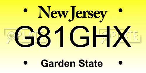 G81GHX New Jersey License Plate