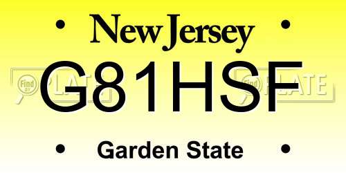 G81HSF New Jersey License Plate