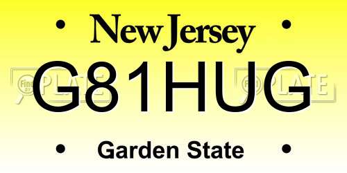 G81HUG New Jersey License Plate
