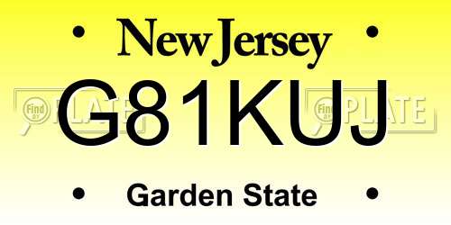 G81KUJ New Jersey License Plate