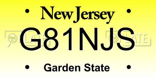 G81NJS New Jersey License Plate