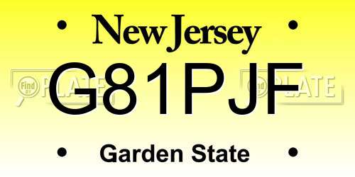 G81PJF New Jersey License Plate