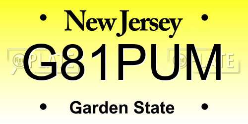 G81PUM New Jersey License Plate
