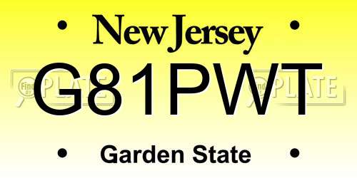 G81PWT New Jersey License Plate