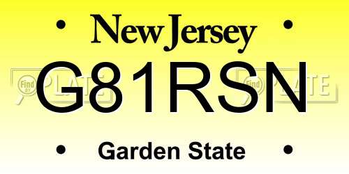 G81RSN New Jersey License Plate