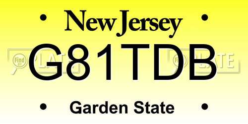 G81TDB New Jersey License Plate