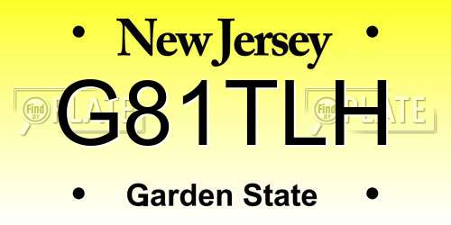 G81TLH New Jersey License Plate