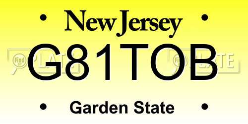 G81TOB New Jersey License Plate