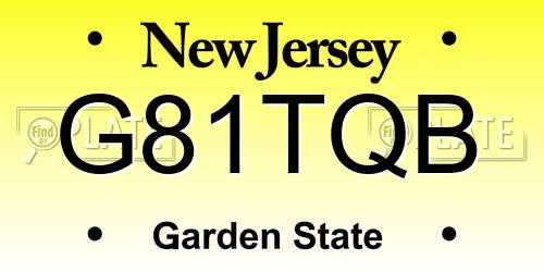 G81TQB New Jersey License Plate