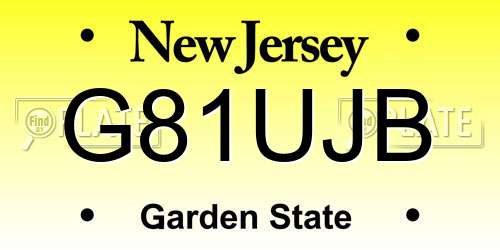 G81UJB New Jersey License Plate
