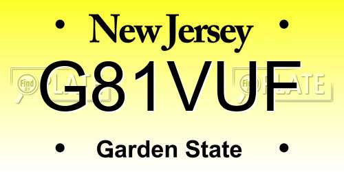 G81VUF New Jersey License Plate