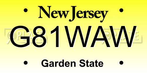 G81WAW New Jersey License Plate