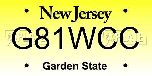 G81WCC New Jersey License Plate