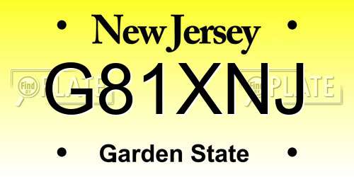 G81XNJ New Jersey License Plate