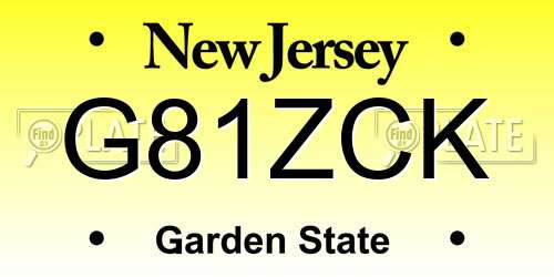 G81ZCK New Jersey License Plate
