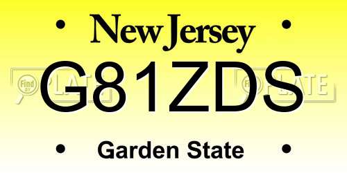G81ZDS New Jersey License Plate