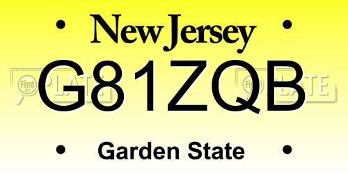 G81ZQB New Jersey License Plate