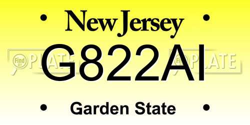 G822AI New Jersey License Plate