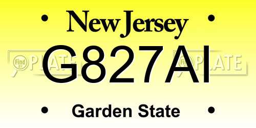 G827AI New Jersey License Plate