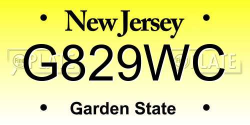 G829WC New Jersey License Plate