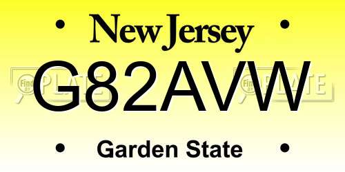 G82AVW New Jersey License Plate
