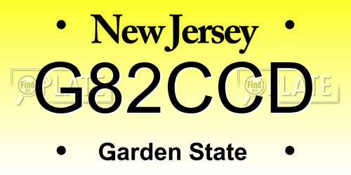 G82CCD New Jersey License Plate