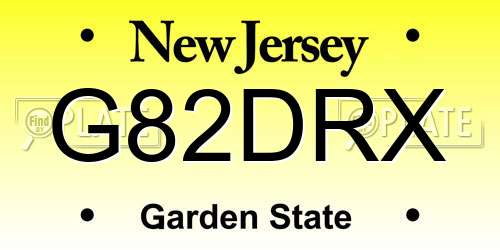 G82DRX New Jersey License Plate