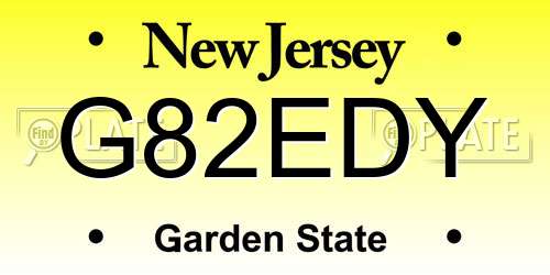 G82EDY New Jersey License Plate