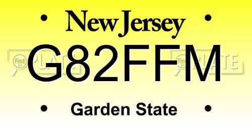 G82FFM New Jersey License Plate
