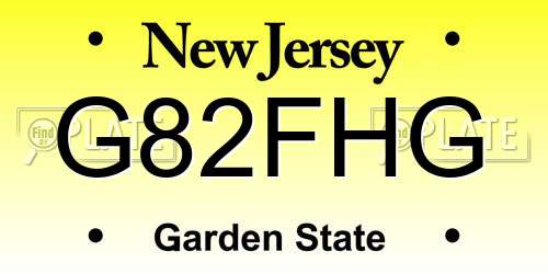 G82FHG New Jersey License Plate