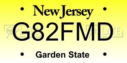 G82FMD New Jersey License Plate