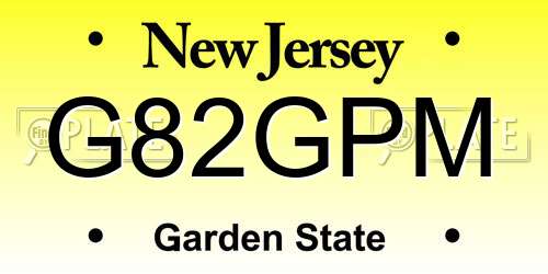 G82GPM New Jersey License Plate