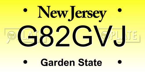 G82GVJ New Jersey License Plate