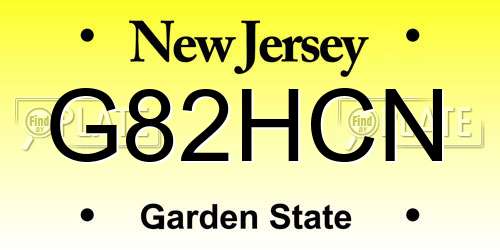G82HCN New Jersey License Plate