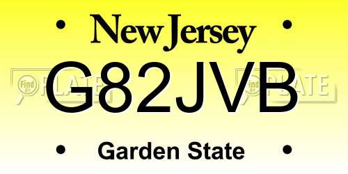 G82JVB New Jersey License Plate