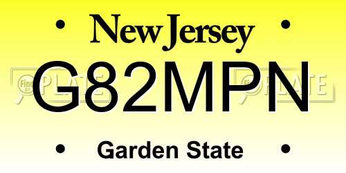 G82MPN New Jersey License Plate