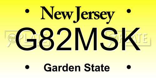 G82MSK New Jersey License Plate
