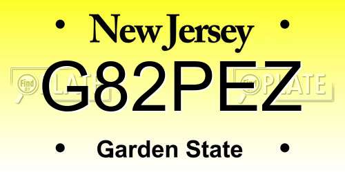 G82PEZ New Jersey License Plate