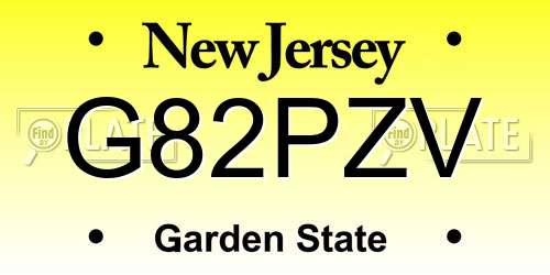 G82PZV New Jersey License Plate