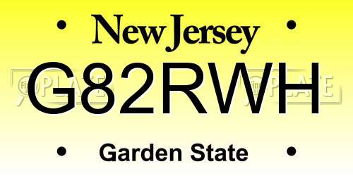 G82RWH New Jersey License Plate