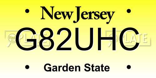 G82UHC New Jersey License Plate