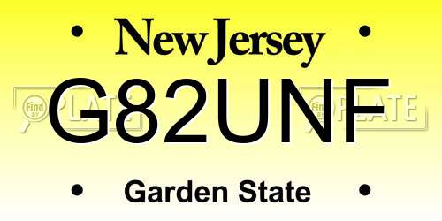 G82UNF New Jersey License Plate