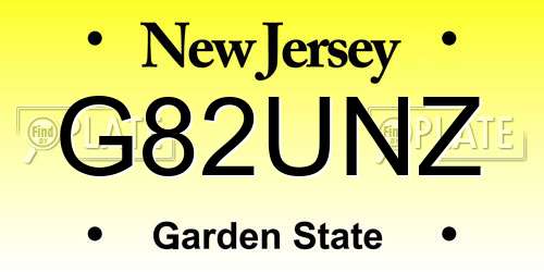 G82UNZ New Jersey License Plate