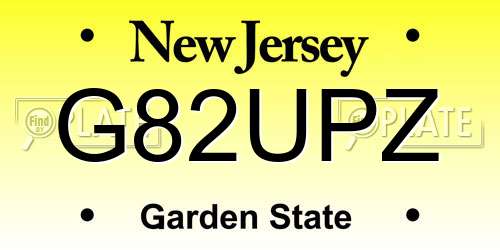 G82UPZ New Jersey License Plate