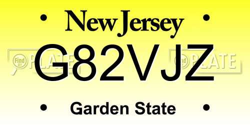 G82VJZ New Jersey License Plate
