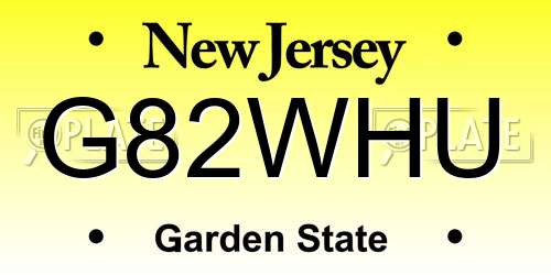G82WHU New Jersey License Plate