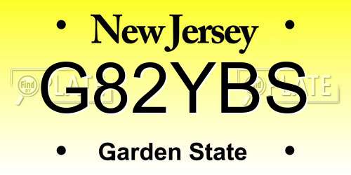 G82YBS New Jersey License Plate
